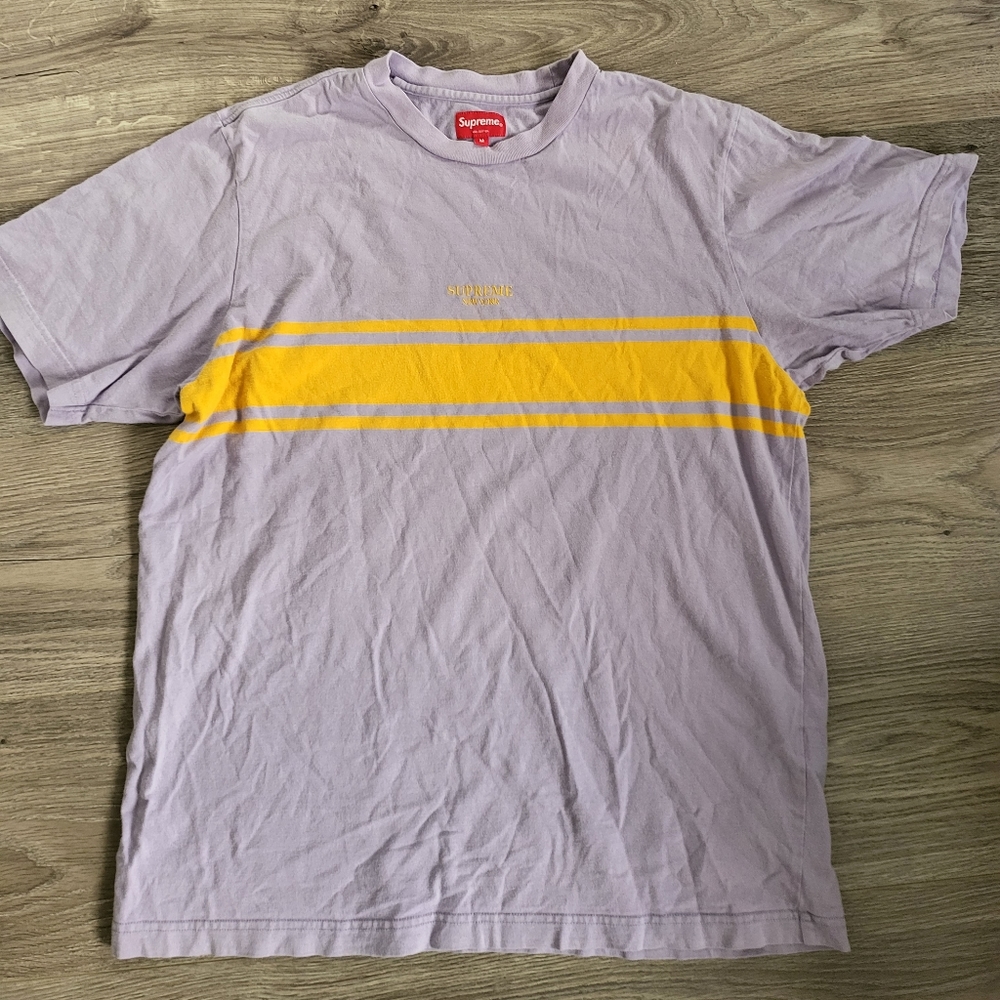 Supreme Lavender Tee with Yellow Stripe